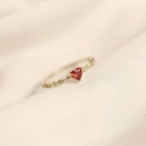 New Gold Heart Ring , Size 7 Gold Ring , Promise Ring - Heart Jewelry